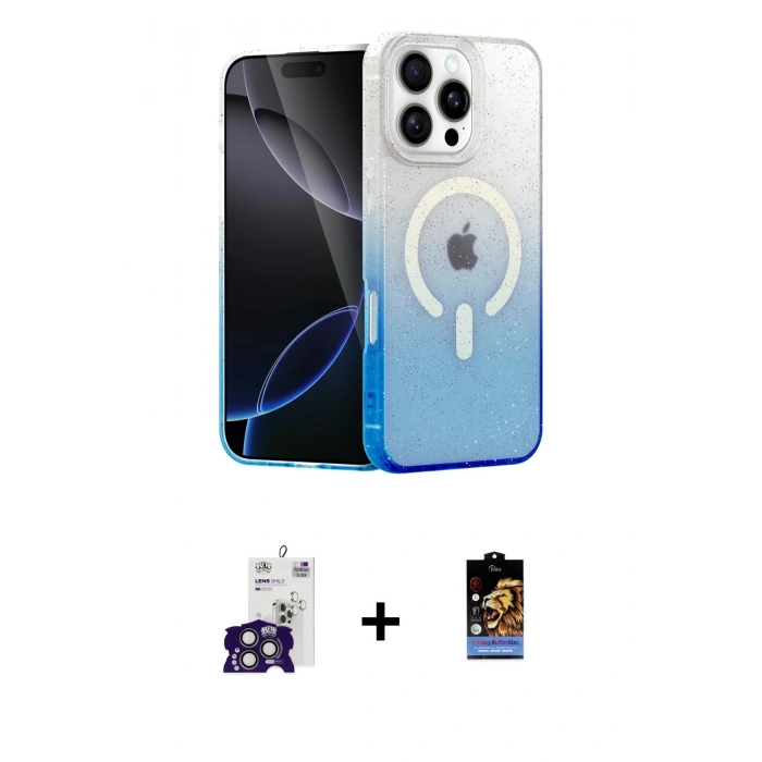 MARSİLYAN™- iPhone 16 Pro Max Kılıf Eksen Minimal Özel Seri - Siyah Buffer Hayalet Cam Ekran Koruyucu + Bilvis Titan Kamera Lens - TMGI