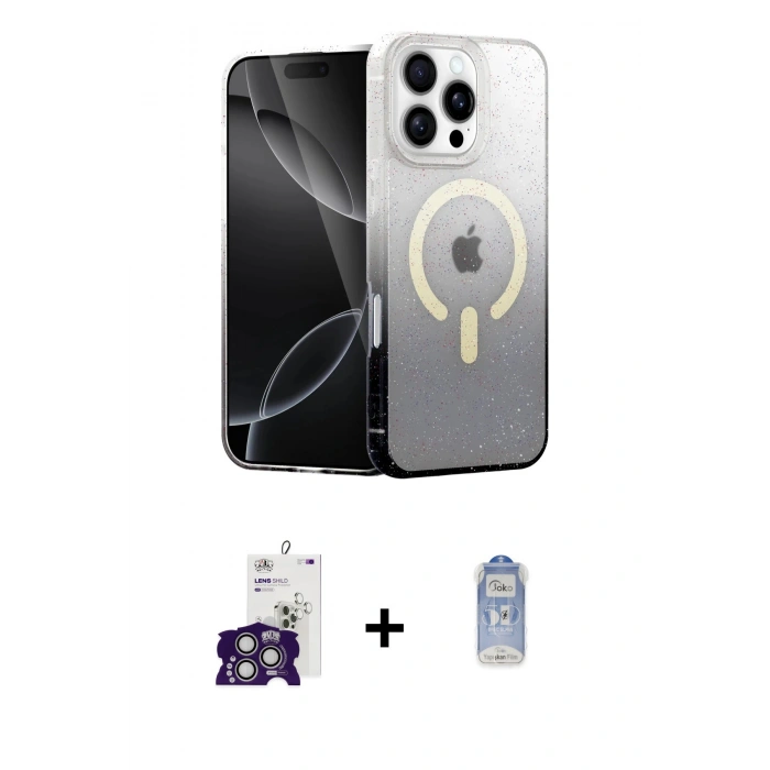 MARSİLYAN™- iPhone 16 Pro Max Kılıf Eksen Minimal Özel Seri - Siyah Joko Magic 5D Cam + Bilvis Titan Kamera Lens - GS
