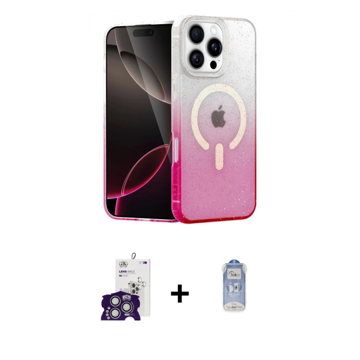 MARSİLYAN™- iPhone 16 Pro Max Kılıf Eksen Minimal Özel Seri - Siyah Joko Magic 5D Cam + Bilvis Titan Kamera Lens - GS