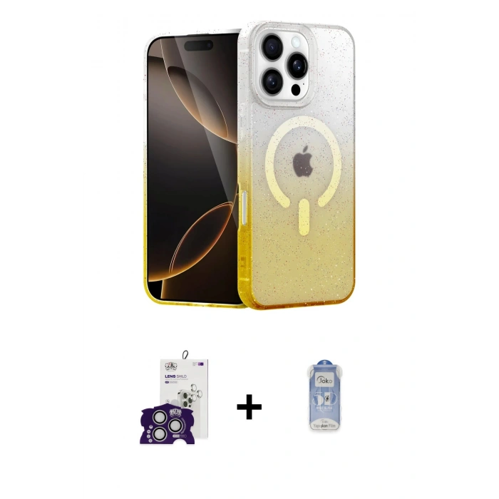 MARSİLYAN™- iPhone 16 Pro Max Kılıf Eksen Minimal Özel Seri - Siyah Joko Magic 5D Cam + Bilvis Titan Kamera Lens - GS