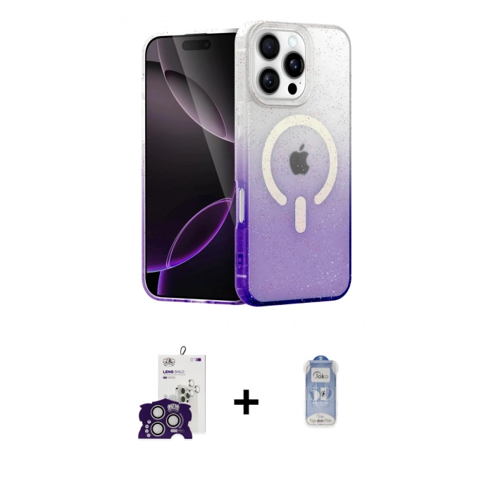 MARSİLYAN™- iPhone 16 Pro Max Kılıf Eksen Minimal Özel Seri - Siyah Joko Magic 5D Cam + Bilvis Titan Kamera Lens - GS