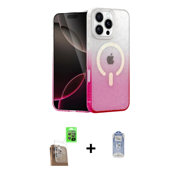 MARSİLYAN™- iPhone 16 Pro Max Kılıf Eksen Minimal Özel Seri - Siyah Joko Magic 5D Cam + Raze Metal Kamera Lens - CLTM