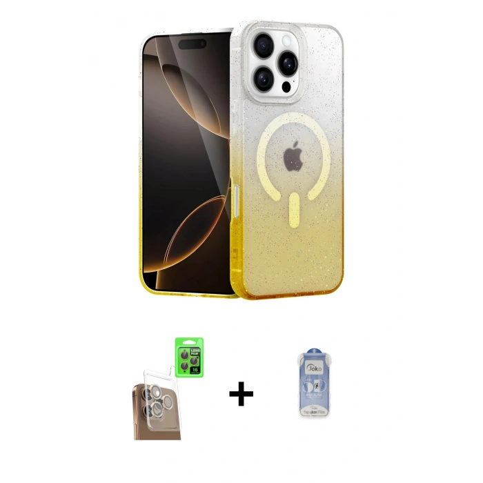 MARSİLYAN™- iPhone 16 Pro Max Kılıf Eksen Minimal Özel Seri - Siyah Joko Magic 5D Cam + Raze Metal Kamera Lens - CLTM