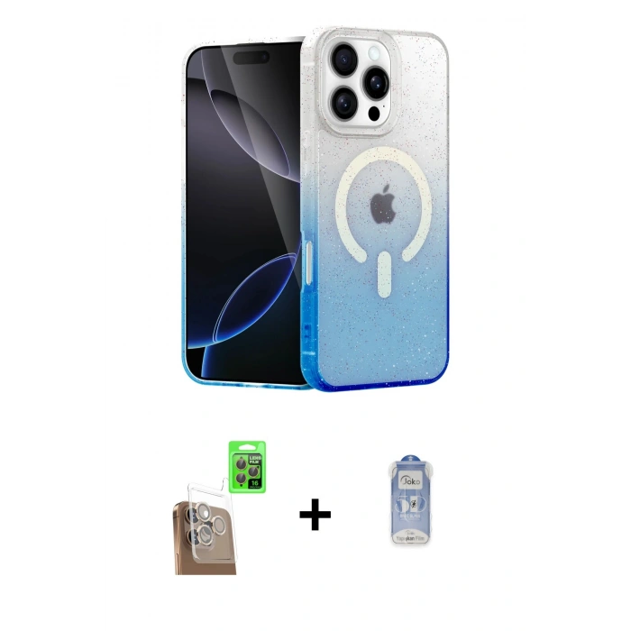 MARSİLYAN™- iPhone 16 Pro Max Kılıf Eksen Minimal Özel Seri - Siyah Joko Magic 5D Cam + Raze Metal Kamera Lens - CLTM