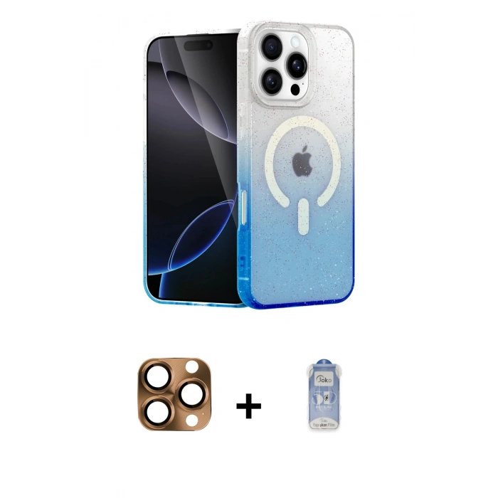 MARSİLYAN™- iPhone 16 Pro Max Kılıf Eksen Minimal Özel Seri - Siyah Joko Magic 5D Cam + Pers Alüminyum Kamera Lens - CLTM