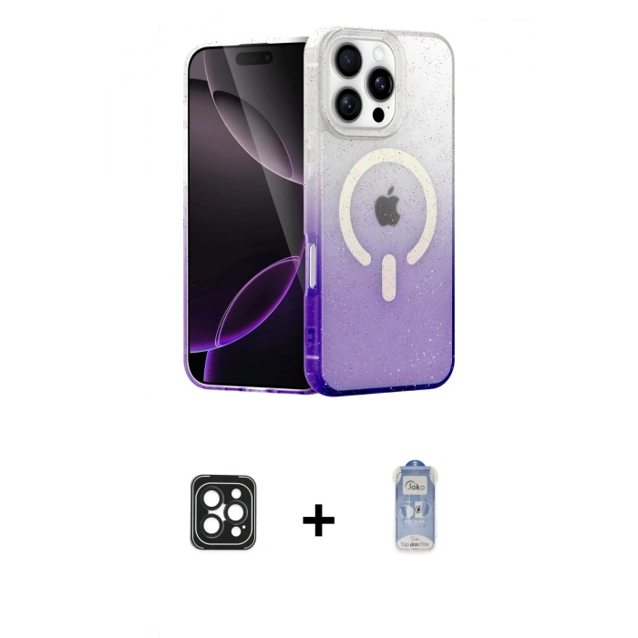 MARSİLYAN™- iPhone 16 Pro Max Kılıf Eksen Minimal Özel Seri - Siyah Joko Magic 5D Cam + PVD Metal Kamera Lens - SH