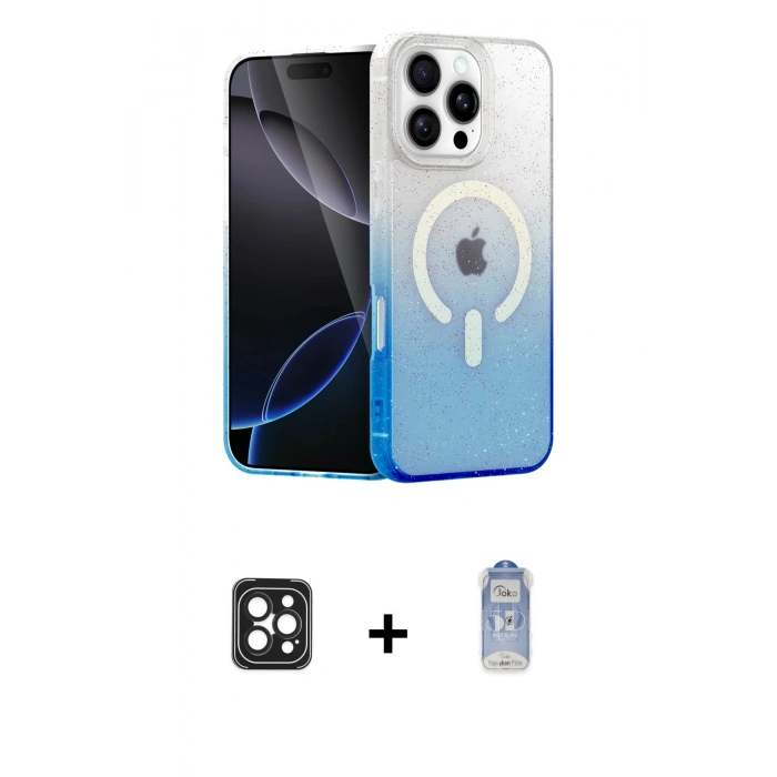 MARSİLYAN™- iPhone 16 Pro Max Kılıf Eksen Minimal Özel Seri - Siyah Joko Magic 5D Cam + PVD Metal Kamera Lens - SH