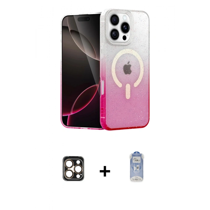 MARSİLYAN™- iPhone 16 Pro Max Kılıf Eksen Minimal Özel Seri - Siyah Joko Magic 5D Cam + PVD Metal Kamera Lens - GD