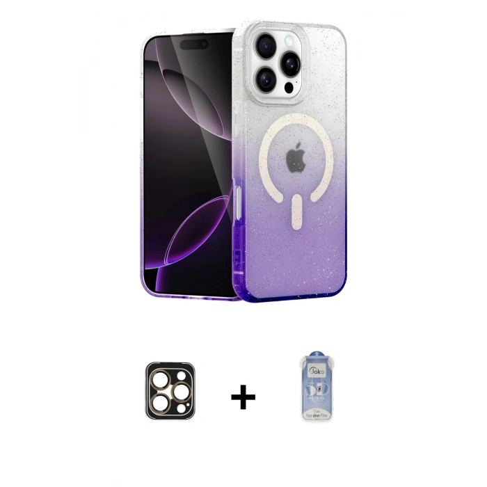MARSİLYAN™- iPhone 16 Pro Max Kılıf Eksen Minimal Özel Seri - Siyah Joko Magic 5D Cam + PVD Metal Kamera Lens - GD