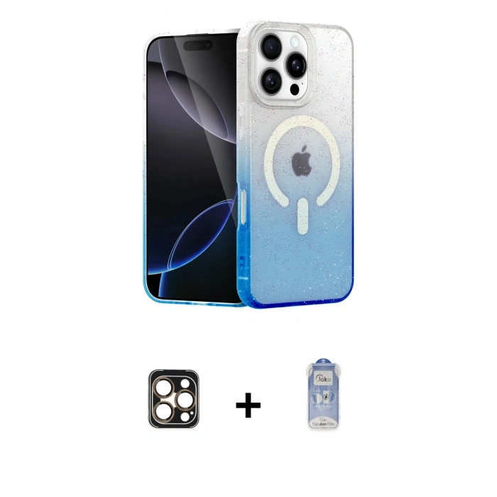 MARSİLYAN™- iPhone 16 Pro Max Kılıf Eksen Minimal Özel Seri - Siyah Joko Magic 5D Cam + PVD Metal Kamera Lens - GD