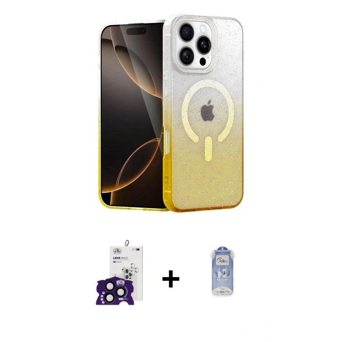 MARSİLYAN™- iPhone 16 Pro Max Kılıf Eksen Minimal Özel Seri - Siyah Joko Magic 5D Cam + Bilvis Titan Kamera Lens - SH