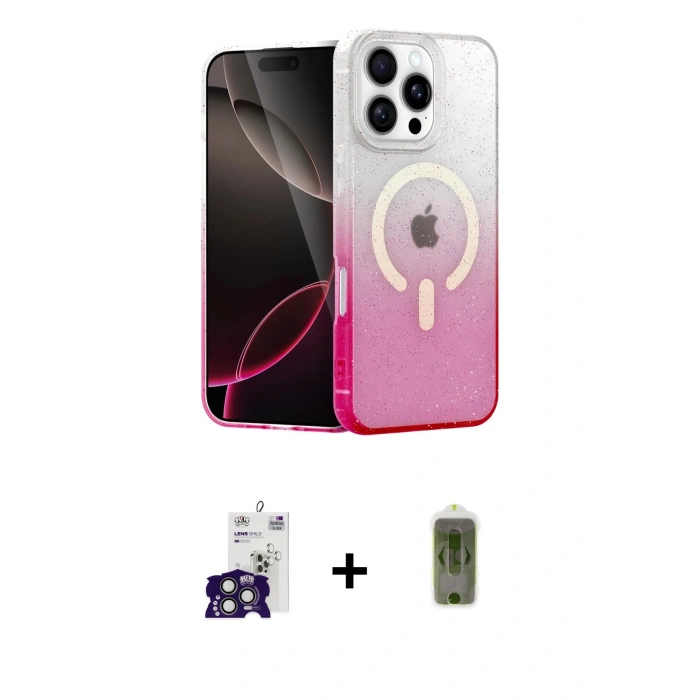 MARSİLYAN™- iPhone 16 Pro Max Kılıf Eksen Minimal Özel Seri - Siyah Joko Magic 5D Hayalet Cam + Bilvis Titan Kamera Lens - TMGI
