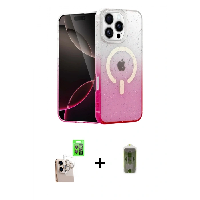 MARSİLYAN™- iPhone 16 Pro Max Kılıf Eksen Minimal Özel Seri - Siyah Joko Magic 5D Hayalet Cam + Raze Metal Kamera Lens - NLGY
