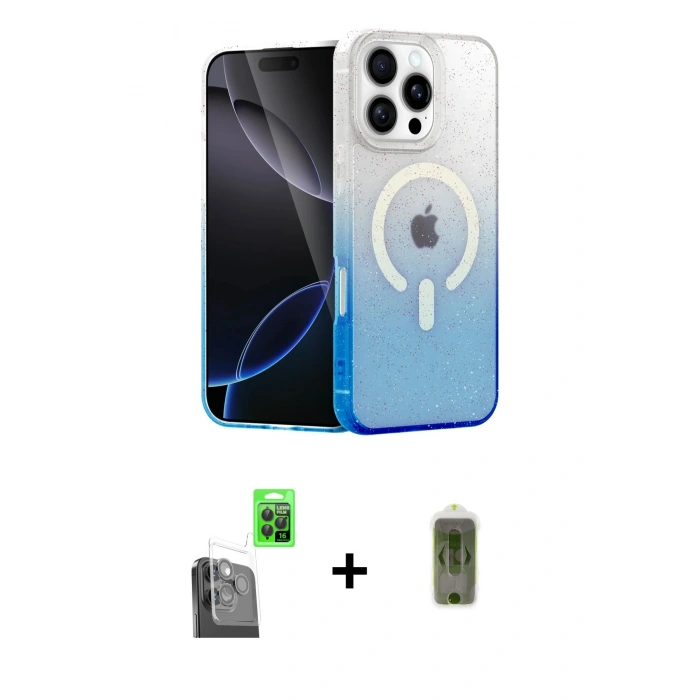 MARSİLYAN™- iPhone 16 Pro Max Kılıf Eksen Minimal Özel Seri - Siyah Joko Magic 5D Hayalet Cam + Siyah Raze Metal Kamera Lens