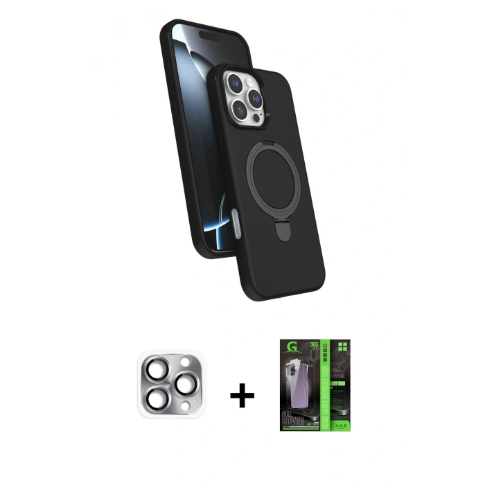MARSİLYAN™- iPhone 16 Pro Max Kılıf İz Işık Koleksiyonu - Şeffaf 360 Full Body Arka Koruyucu + Pers Alüminyum Kamera Lens - GI