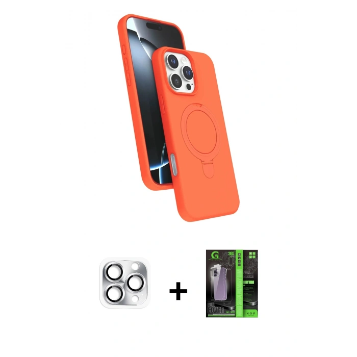 MARSİLYAN™- iPhone 16 Pro Max Kılıf İz Işık Koleksiyonu - Şeffaf 360 Full Body Arka Koruyucu + Pers Alüminyum Kamera Lens - GS