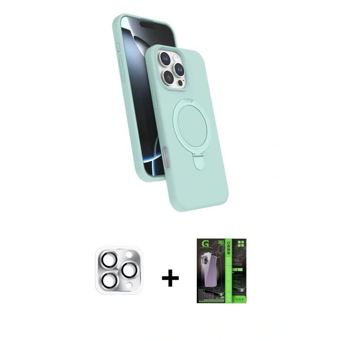 MARSİLYAN™- iPhone 16 Pro Max Kılıf İz Işık Koleksiyonu - Şeffaf 360 Full Body Arka Koruyucu + Pers Alüminyum Kamera Lens - GS