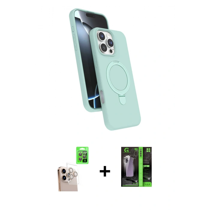 MARSİLYAN™- iPhone 16 Pro Max Kılıf İz Işık Koleksiyonu - Şeffaf 360 Full Body Arka Koruyucu + Raze Metal Kamera Lens - NLGY