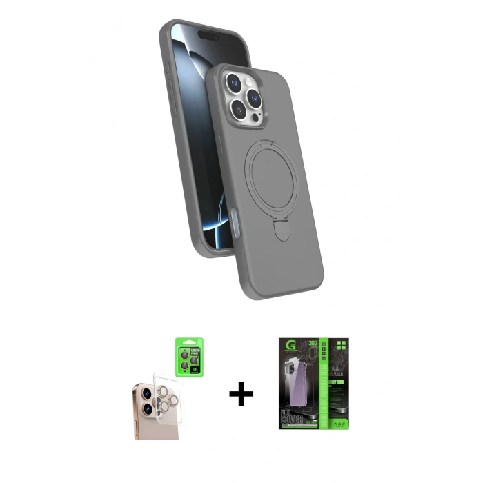 MARSİLYAN™- iPhone 16 Pro Max Kılıf İz Işık Koleksiyonu - Şeffaf 360 Full Body Arka Koruyucu + Raze Metal Kamera Lens - NLGY
