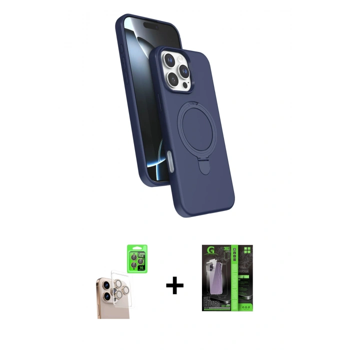 MARSİLYAN™- iPhone 16 Pro Max Kılıf İz Işık Koleksiyonu - Şeffaf 360 Full Body Arka Koruyucu + Raze Metal Kamera Lens - NLGY