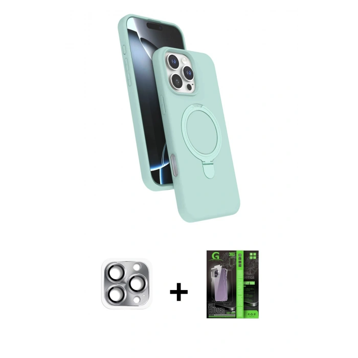 MARSİLYAN™- iPhone 16 Pro Max Kılıf İz Işık Koleksiyonu - Şeffaf 360 Full Body Arka Koruyucu + Pers Alüminyum Kamera Lens - GI