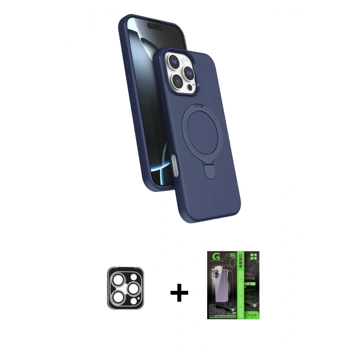 MARSİLYAN™- iPhone 16 Pro Max Kılıf İz Işık Koleksiyonu - Şeffaf 360 Full Body Arka Koruyucu + PVD Metal Kamera Lens - GS