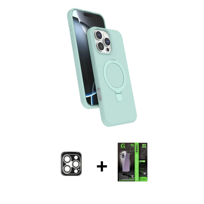 MARSİLYAN™- iPhone 16 Pro Max Kılıf İz Işık Koleksiyonu - Şeffaf 360 Full Body Arka Koruyucu + PVD Metal Kamera Lens - GS
