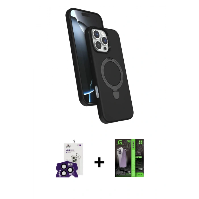 MARSİLYAN™- iPhone 16 Pro Max Kılıf İz Işık Koleksiyonu - Şeffaf 360 Full Body Arka Koruyucu + Bilvis Titan Kamera Lens - SH