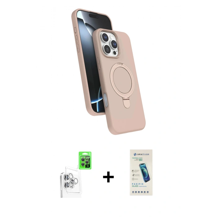MARSİLYAN™- iPhone 16 Pro Max Kılıf İz Işık Koleksiyonu - Şeffaf Pasifik Cam Ekran Koruyucu + Beyaz Raze Metal Kamera Lens