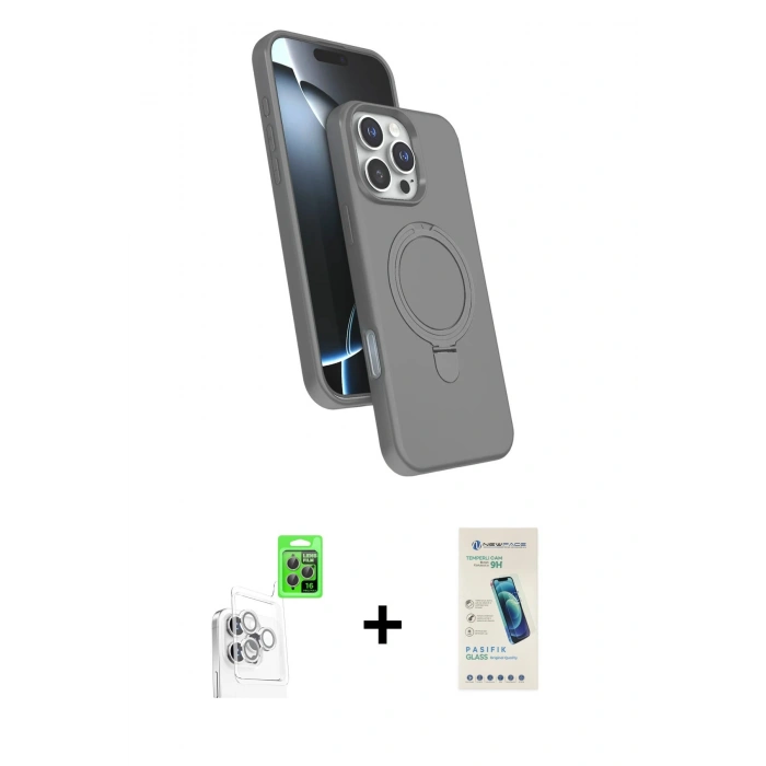 MARSİLYAN™- iPhone 16 Pro Max Kılıf İz Işık Koleksiyonu - Şeffaf Pasifik Cam Ekran Koruyucu + Beyaz Raze Metal Kamera Lens