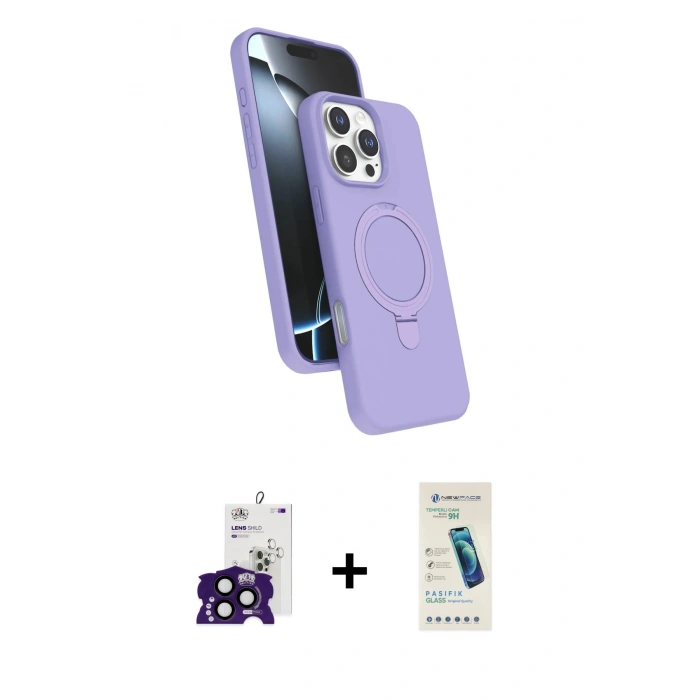 MARSİLYAN™- iPhone 16 Pro Max Kılıf İz Işık Koleksiyonu - Şeffaf Pasifik Cam Ekran Koruyucu + Bilvis Titan Kamera Lens - SH