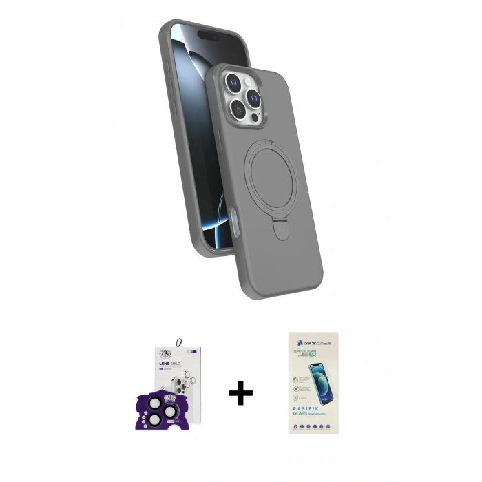 MARSİLYAN™- iPhone 16 Pro Max Kılıf İz Işık Koleksiyonu - Şeffaf Pasifik Cam Ekran Koruyucu + Bilvis Titan Kamera Lens - SH