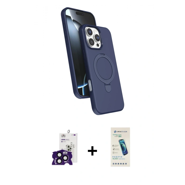 MARSİLYAN™- iPhone 16 Pro Max Kılıf İz Işık Koleksiyonu - Şeffaf Pasifik Cam Ekran Koruyucu + Bilvis Titan Kamera Lens - SH