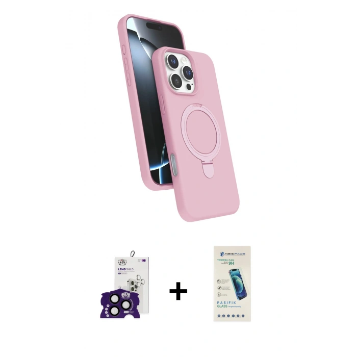 MARSİLYAN™- iPhone 16 Pro Max Kılıf İz Işık Koleksiyonu - Şeffaf Pasifik Cam Ekran Koruyucu + Bilvis Titan Kamera Lens - SH