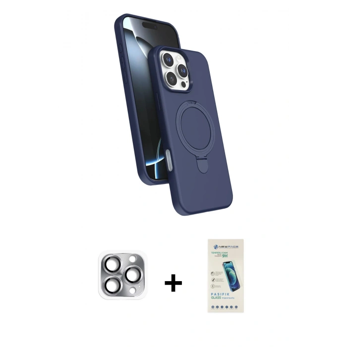MARSİLYAN™- iPhone 16 Pro Max Kılıf İz Işık Koleksiyonu - Şeffaf Pasifik Cam Ekran Koruyucu + Pers Alüminyum Kamera Lens - GI