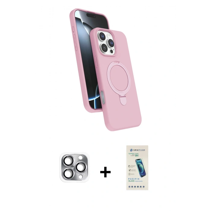 MARSİLYAN™- iPhone 16 Pro Max Kılıf İz Işık Koleksiyonu - Şeffaf Pasifik Cam Ekran Koruyucu + Pers Alüminyum Kamera Lens - GI
