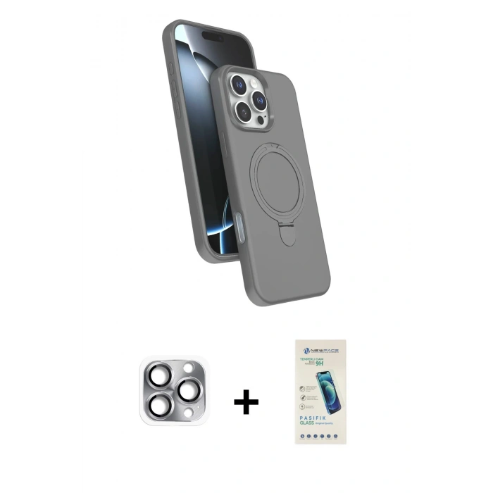 MARSİLYAN™- iPhone 16 Pro Max Kılıf İz Işık Koleksiyonu - Şeffaf Pasifik Cam Ekran Koruyucu + Pers Alüminyum Kamera Lens - GI