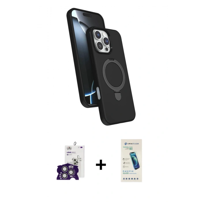 MARSİLYAN™- iPhone 16 Pro Max Kılıf İz Işık Koleksiyonu - Şeffaf Pasifik Cam Ekran Koruyucu + Bilvis Titan Kamera Lens - GS