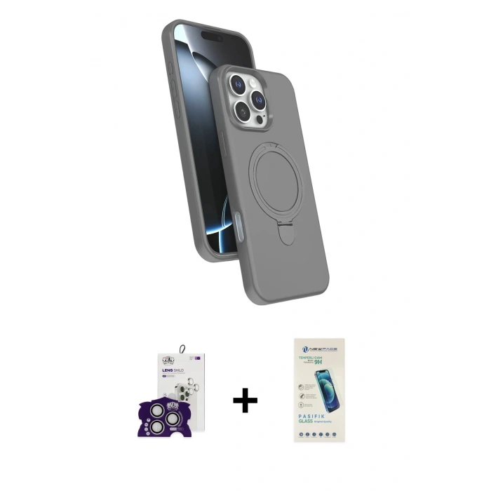 MARSİLYAN™- iPhone 16 Pro Max Kılıf İz Işık Koleksiyonu - Şeffaf Pasifik Cam Ekran Koruyucu + Bilvis Titan Kamera Lens - GS
