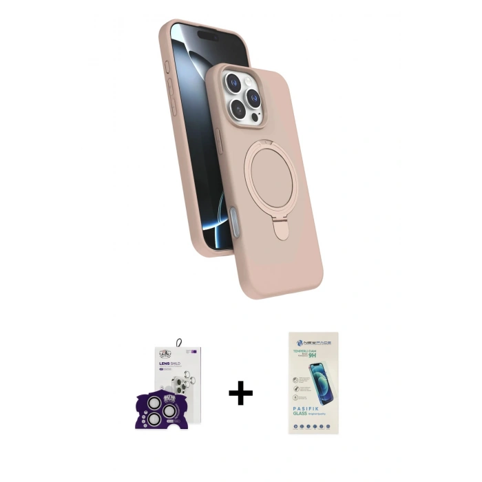 MARSİLYAN™- iPhone 16 Pro Max Kılıf İz Işık Koleksiyonu - Şeffaf Pasifik Cam Ekran Koruyucu + Bilvis Titan Kamera Lens - GS