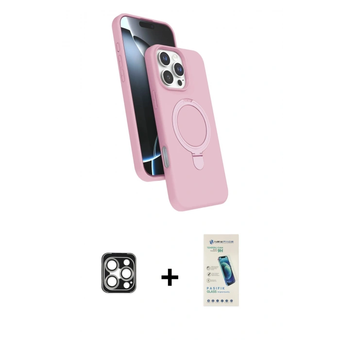 MARSİLYAN™- iPhone 16 Pro Max Kılıf İz Işık Koleksiyonu - Şeffaf Pasifik Cam Ekran Koruyucu + PVD Metal Kamera Lens - GS