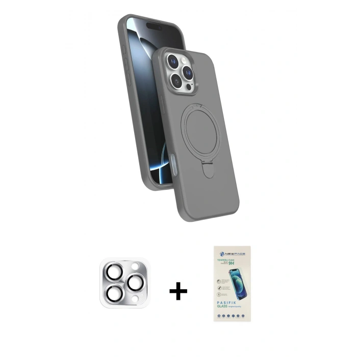 MARSİLYAN™- iPhone 16 Pro Max Kılıf İz Işık Koleksiyonu - Şeffaf Pasifik Cam Ekran Koruyucu + Pers Alüminyum Kamera Lens - GS