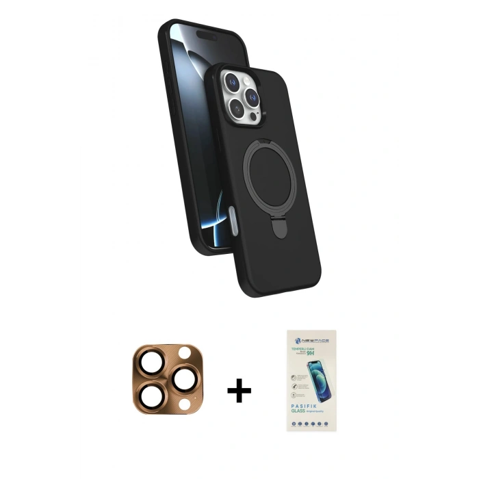 MARSİLYAN™- iPhone 16 Pro Max Kılıf İz Işık Koleksiyonu - Şeffaf Pasifik Cam Ekran Koruyucu + Pers Alüminyum Kamera Lens - CLTM