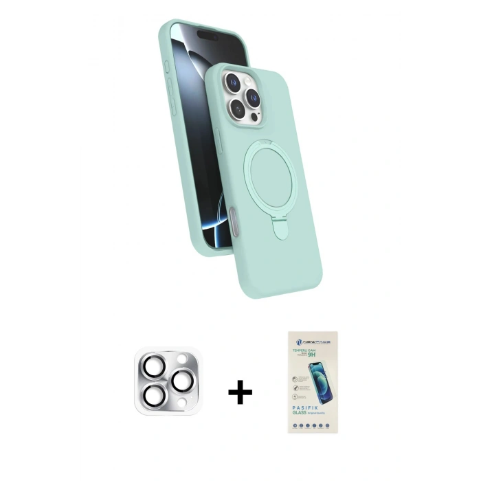 MARSİLYAN™- iPhone 16 Pro Max Kılıf İz Işık Koleksiyonu - Şeffaf Pasifik Cam Ekran Koruyucu + Pers Alüminyum Kamera Lens - GS