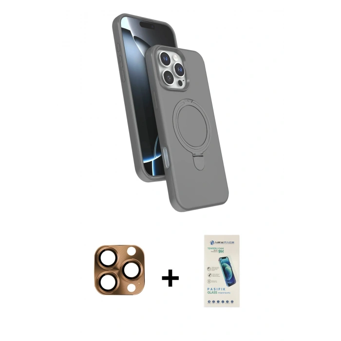 MARSİLYAN™- iPhone 16 Pro Max Kılıf İz Işık Koleksiyonu - Şeffaf Pasifik Cam Ekran Koruyucu + Pers Alüminyum Kamera Lens - CLTM