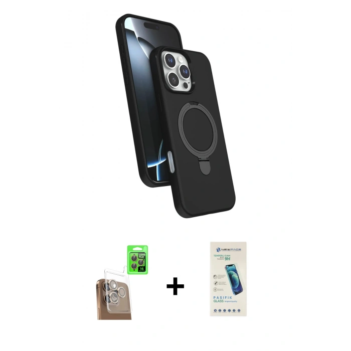 MARSİLYAN™- iPhone 16 Pro Max Kılıf İz Işık Koleksiyonu - Şeffaf Pasifik Cam Ekran Koruyucu + Raze Metal Kamera Lens - CLTM