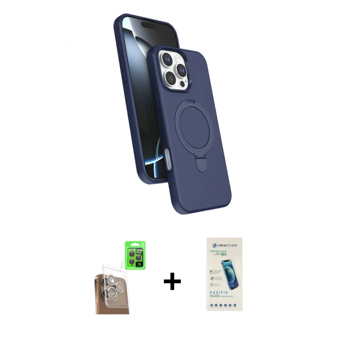 MARSİLYAN™- iPhone 16 Pro Max Kılıf İz Işık Koleksiyonu - Şeffaf Pasifik Cam Ekran Koruyucu + Raze Metal Kamera Lens - CLTM