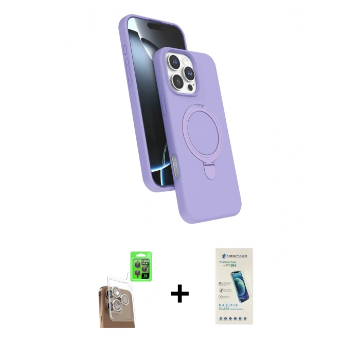 MARSİLYAN™- iPhone 16 Pro Max Kılıf İz Işık Koleksiyonu - Şeffaf Pasifik Cam Ekran Koruyucu + Raze Metal Kamera Lens - CLTM