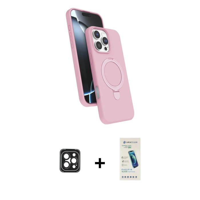 MARSİLYAN™- iPhone 16 Pro Max Kılıf İz Işık Koleksiyonu - Şeffaf Pasifik Cam Ekran Koruyucu + PVD Metal Kamera Lens - SH