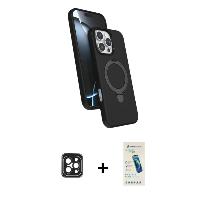 MARSİLYAN™- iPhone 16 Pro Max Kılıf İz Işık Koleksiyonu - Şeffaf Pasifik Cam Ekran Koruyucu + PVD Metal Kamera Lens - SH